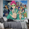 Anime tapestry wall hanging featuring characters from The Disastrous Life of Saiki K.