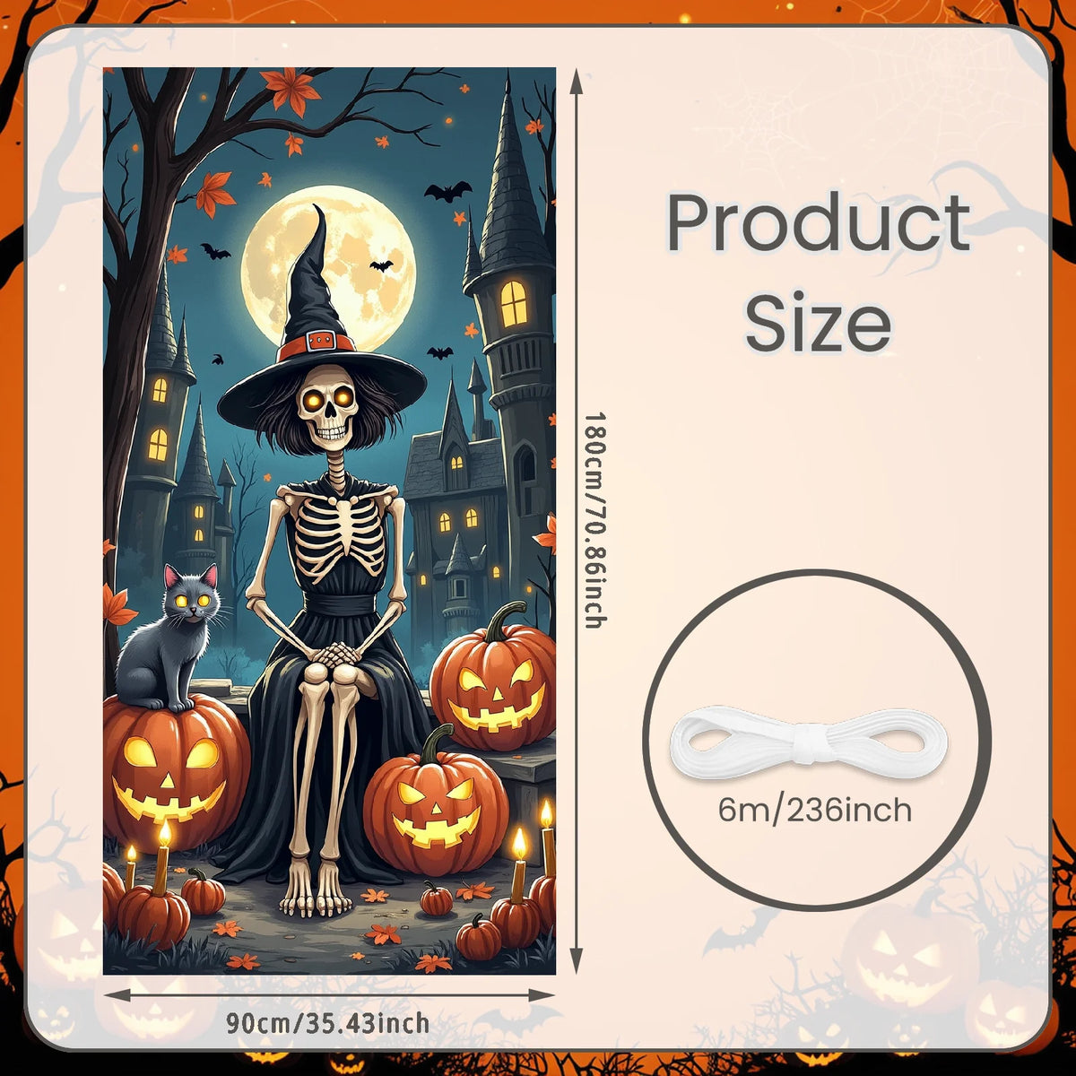 Large Halloween Witch Door Banner with Classic Spooky Design