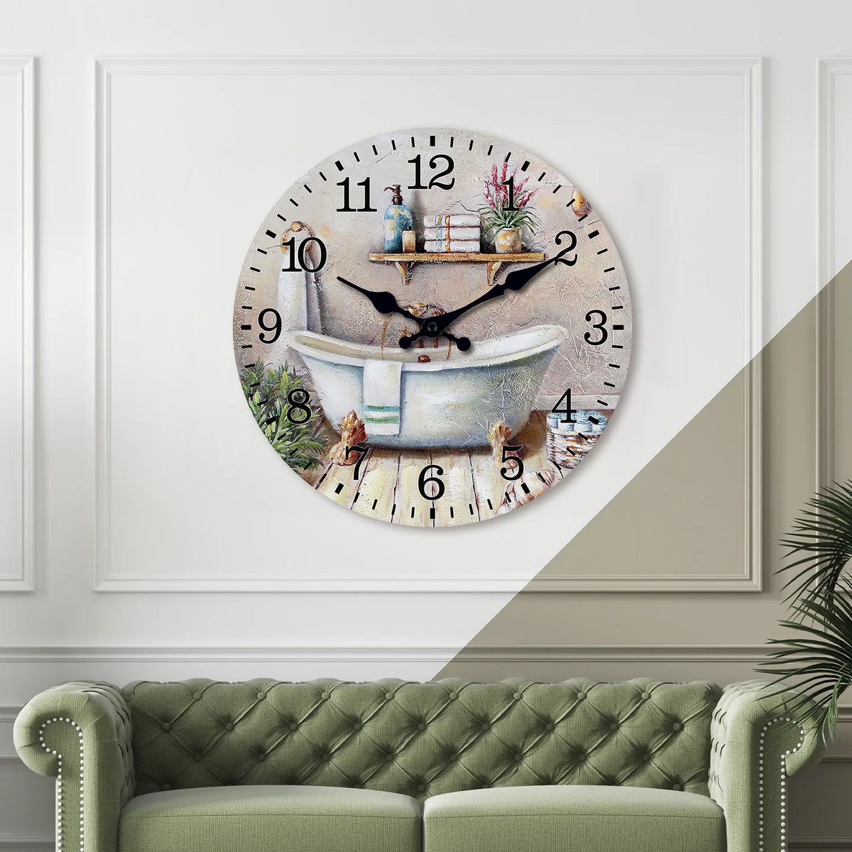 Modern Wooden Bathtub Wall Clock for Home Decor