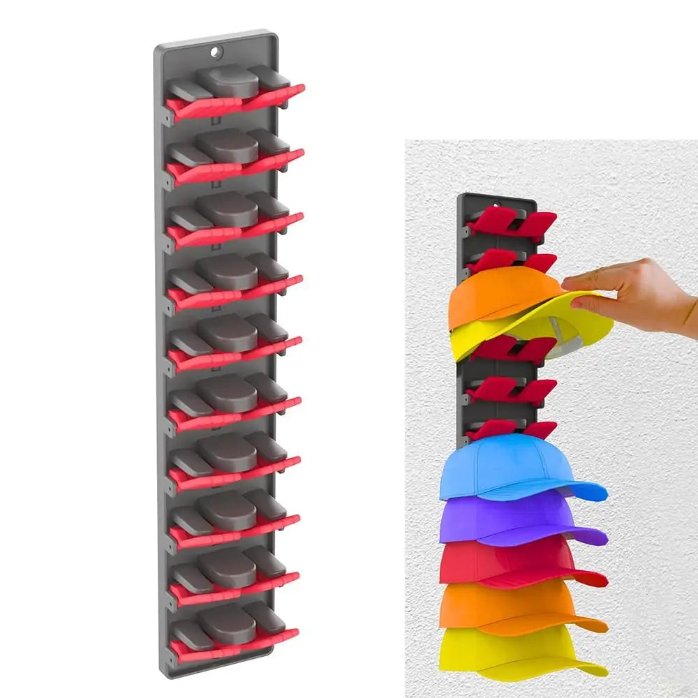 Wall-Mounted Hat Organizer with Spring Clips