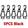 Five black durable glove clip holders for securing gloves.
