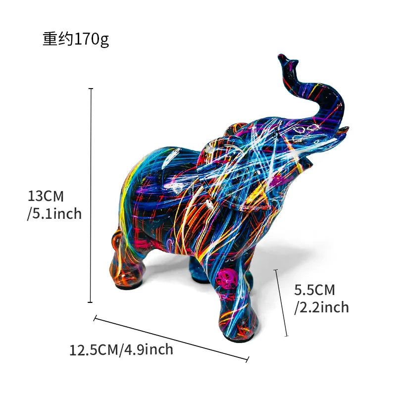 Colorful Elephant Resin Figurine for Home Decor