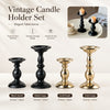 Black and Gold Retro Metal Pillar Candle Holder