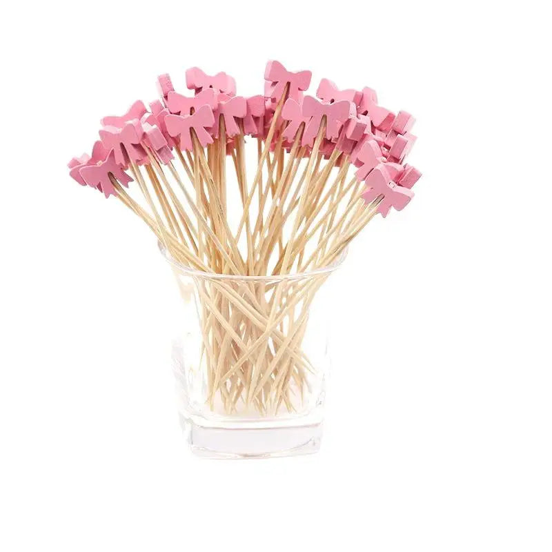 Eco-Friendly Bamboo Cocktail Picks with Cute Toppers (100 Pack)