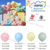 A balloon combination kit featuring pastel colors like pink, blue, and yellow for a party decoration.