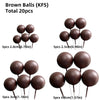 Brown balls cake toppers in various sizes and colors for safari birthday parties
