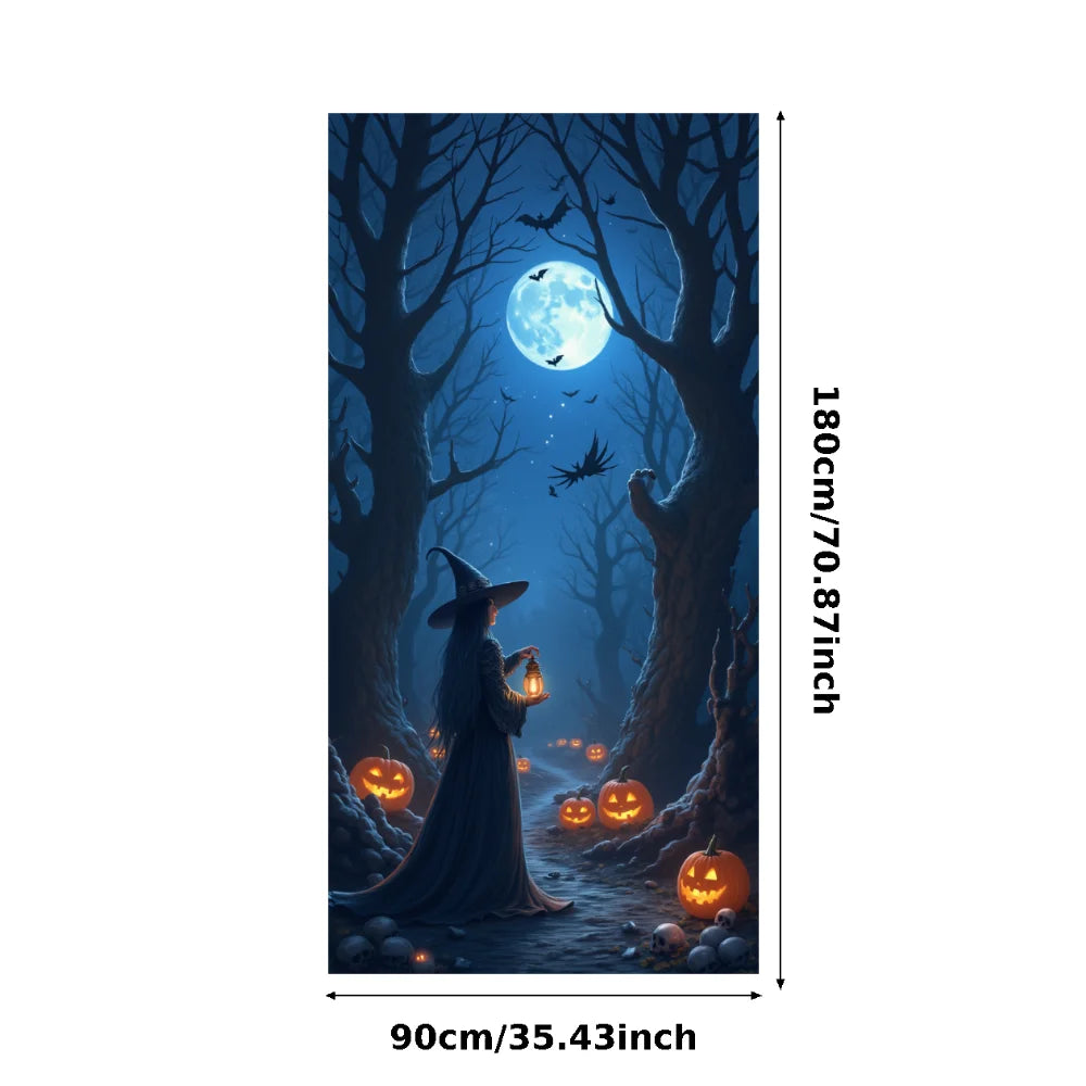Large Halloween Witch Door Banner with Classic Spooky Design
