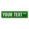 A rectangular green sign with the text YOUR TEXT and a smaller word TEXT on the right.