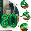 A set of large green foil number balloons spelling '20' shown with instructions for inflation.