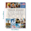 A vision board sticker book featuring inspirational images like nature, light, and animals.