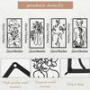 Set of four black line art metal wall decor pieces featuring abstract female figures and foliage designs.