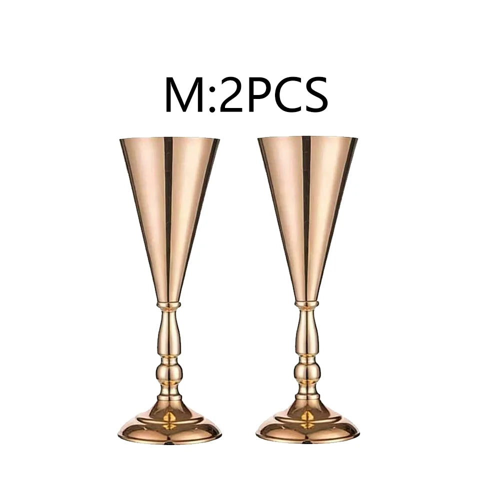 Gold Trumpet Vase Metal Flower Holder for Weddings & Home Decor