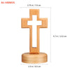A handcrafted wooden cross standing ornament with a cross and base, measuring 2.75 inches high.
