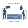 Outdoor banner size chart showing various sizes of flags and banners for outdoor decoration