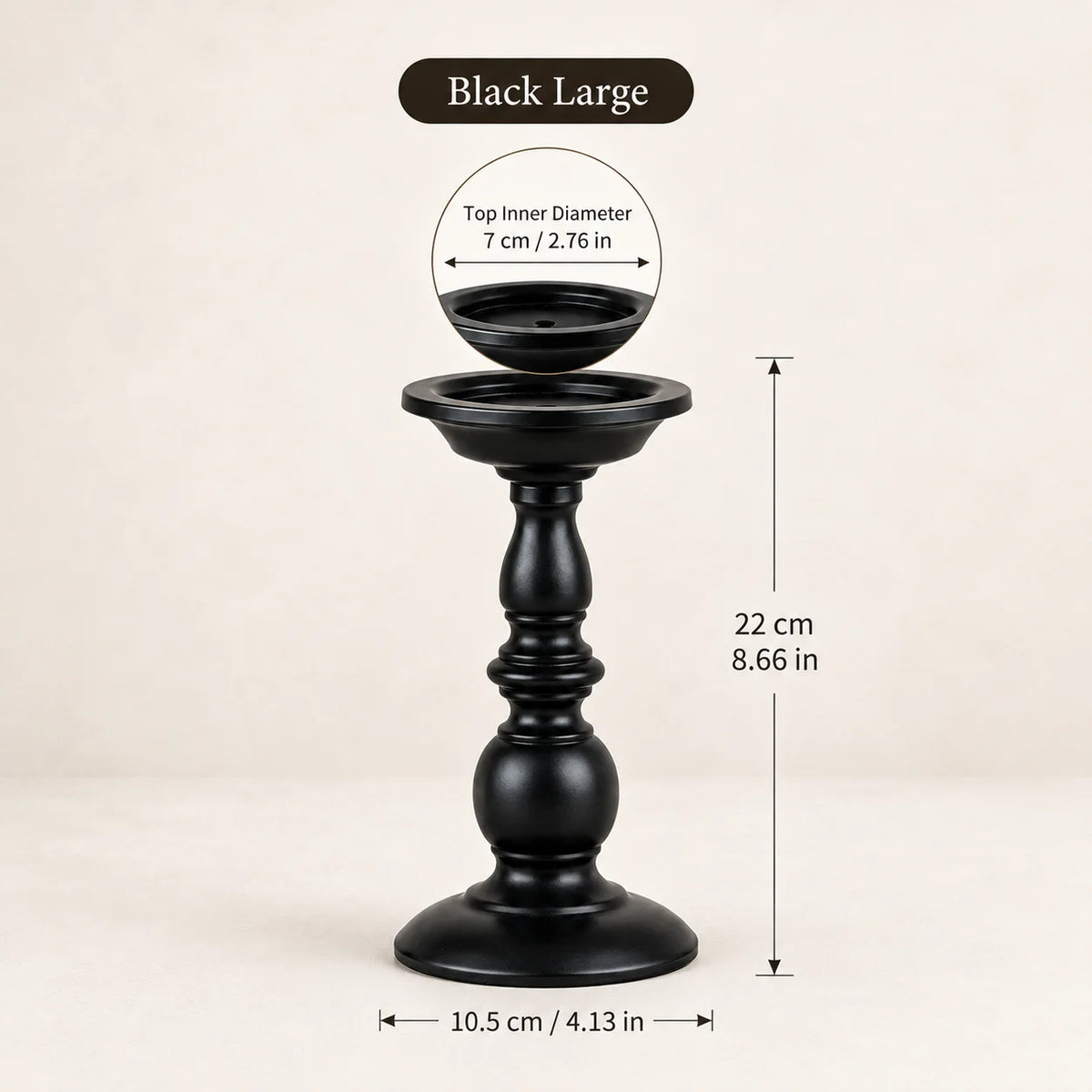 Black and Gold Retro Metal Pillar Candle Holder