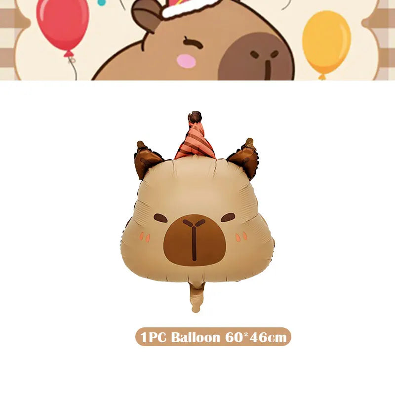 A single light brown inflatable capybara balloon decoration.