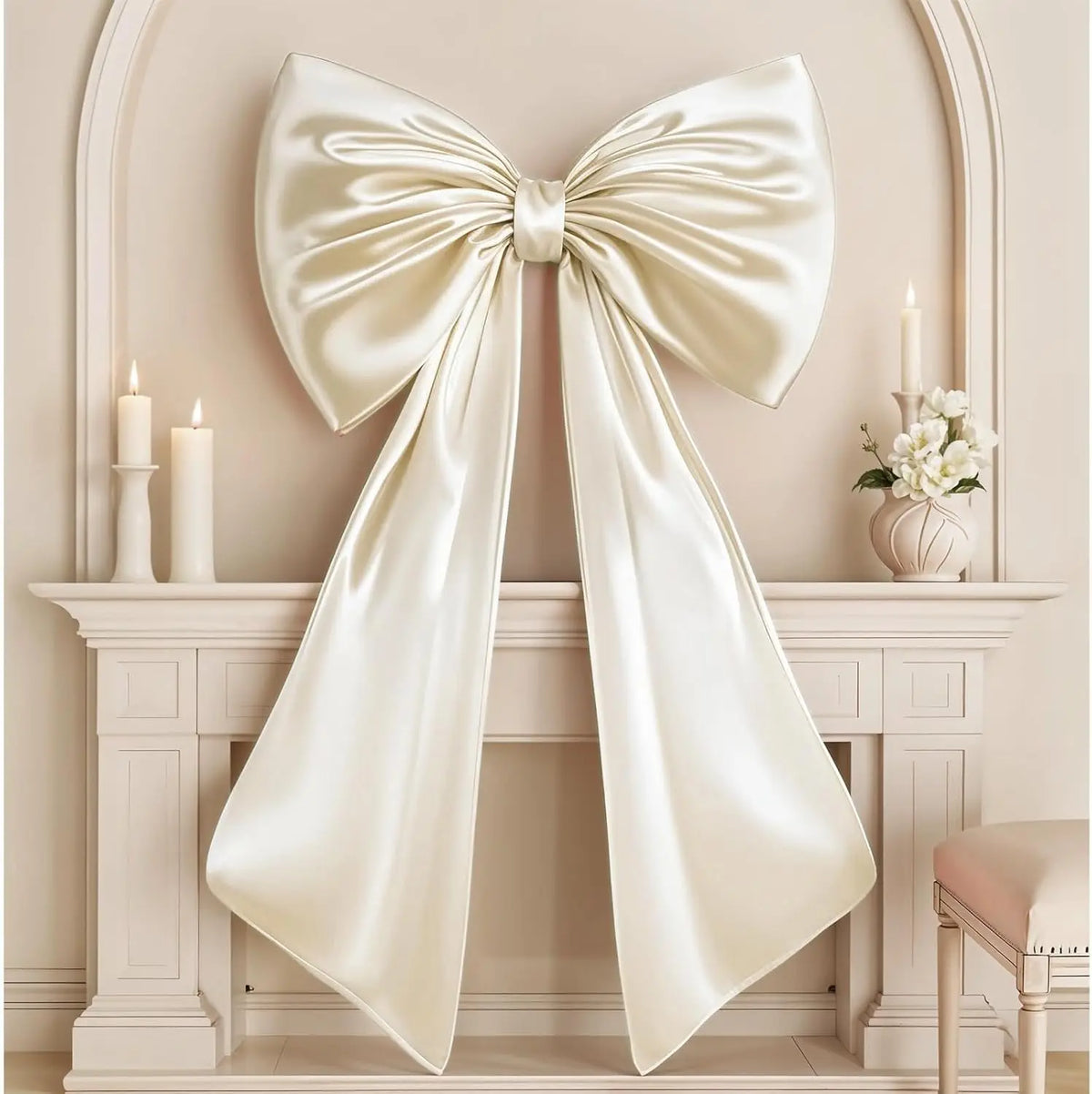 Giant Pink Satin Ribbon Bow Wall Decor for Birthday & Coquette Room