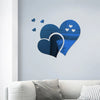 Blue and white heart wall art decals featuring a large heart shape with smaller hearts floating around it