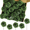 A box filled with artificial green foam roses for DIY floral decor