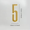 A polished gold house number 5 with self-adhesive backing, measuring 7.0cm or 2.75 inches tall.