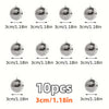 A set of ten silver mini disco ball ornaments, each measuring 3cm by 1.18in.