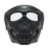 Black skull full face motorcycle and bicycle mask with a windproof lens