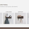 Rustic wooden key holder organizer displayed in various household locations including a garage, living room, entryway, and la