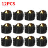 Twelve black flameless LED candles with a warm white glow