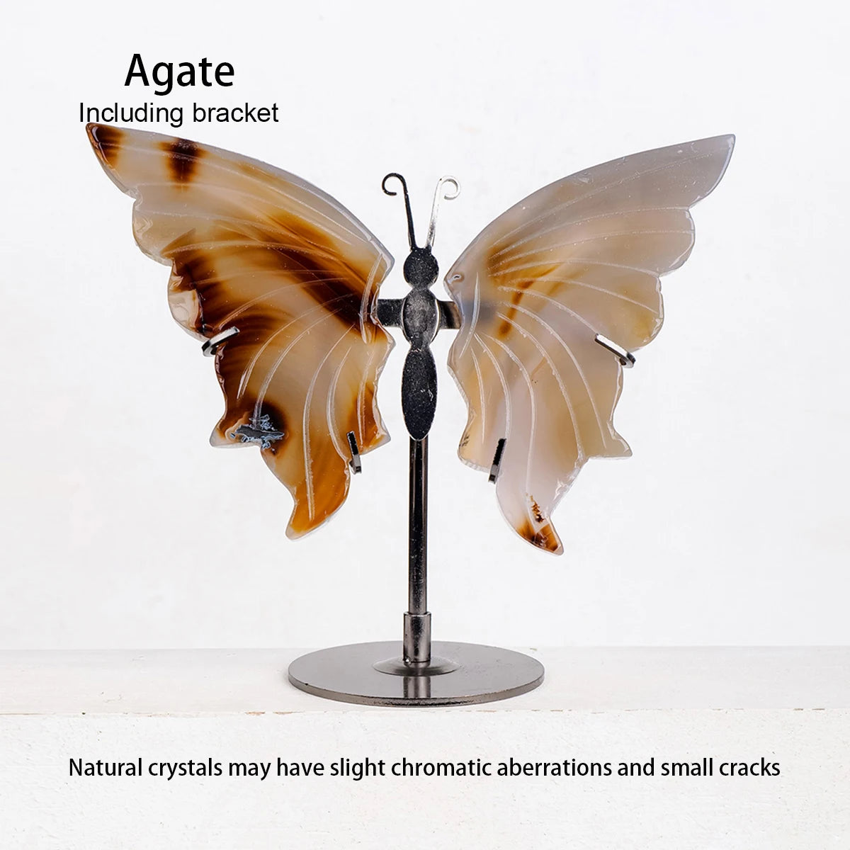 Hand-Carved Natural Amethyst Crystal Butterfly Desk Ornament