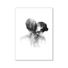 A black and white watercolor painting depicting the close embrace of two people.