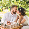 Wooden Tealight Candle Holders with Heart-Shaped Tags — Wedding & Baby Shower Favors