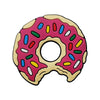 A pink doughnut-shaped charm decorated with colorful sprinkles.
