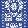 Blue and white floral pattern design for a festival style elastic backdrop