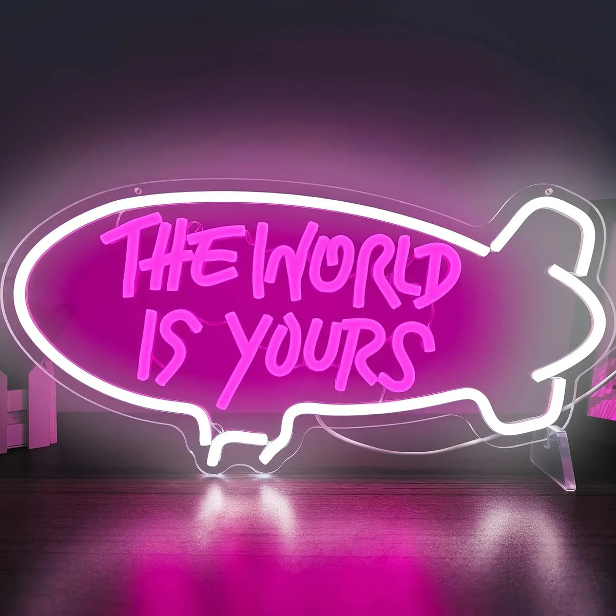 Dimmable LED Neon Sign – The World Is Yours