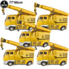 Five yellow construction truck foil balloons for birthday party decor