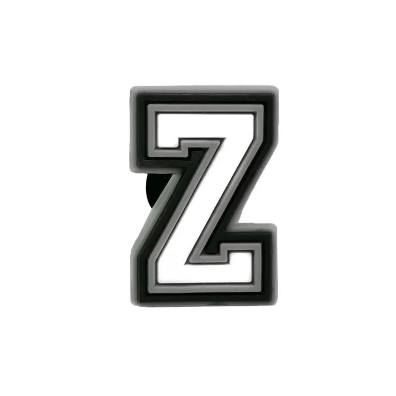 Charm pour chaussure lettre Z alphabet noir et gris.