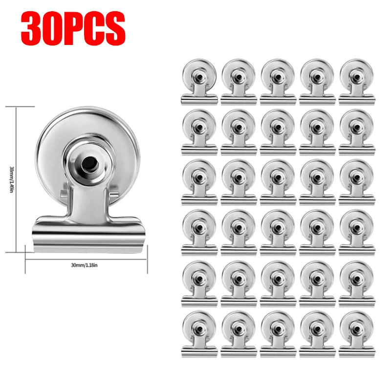 30 pieces of heavy duty silver magnetic clips for fridge use