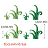 Set of 8 mini grass dinosaur cake toppers in green