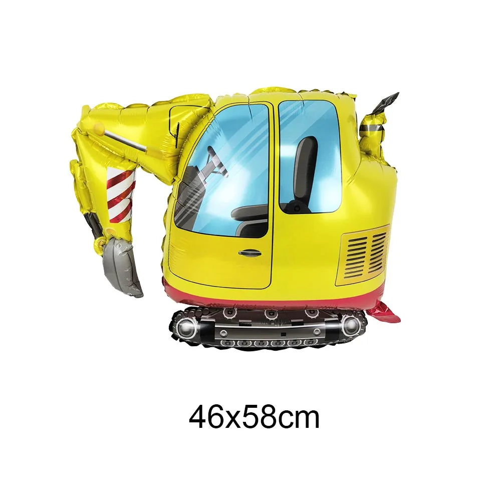 Yellow construction truck foil balloon model for birthday party decoration
