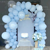 A pastel blue balloon arch kit featuring round balloons and a star decoration for parties or showers.