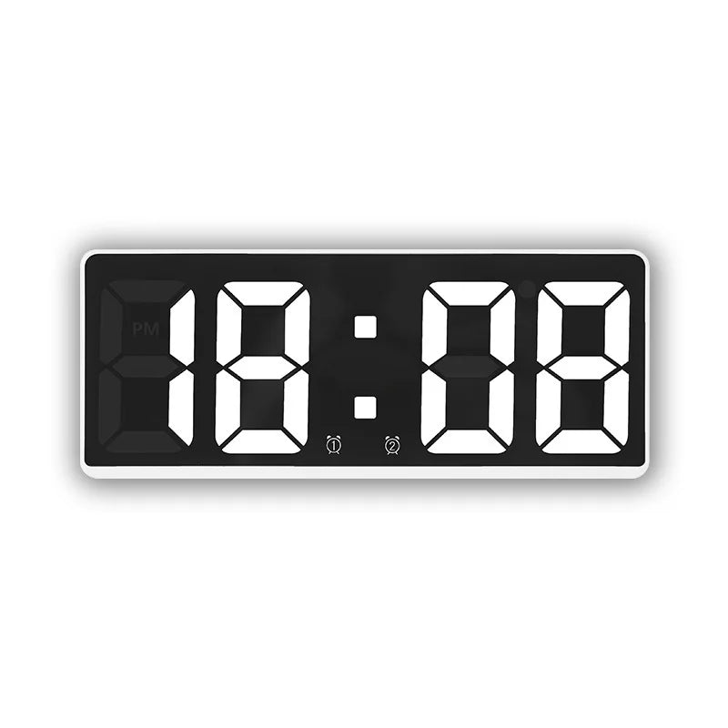 A black digital alarm clock displaying the time 18:08 with a PM indicator.