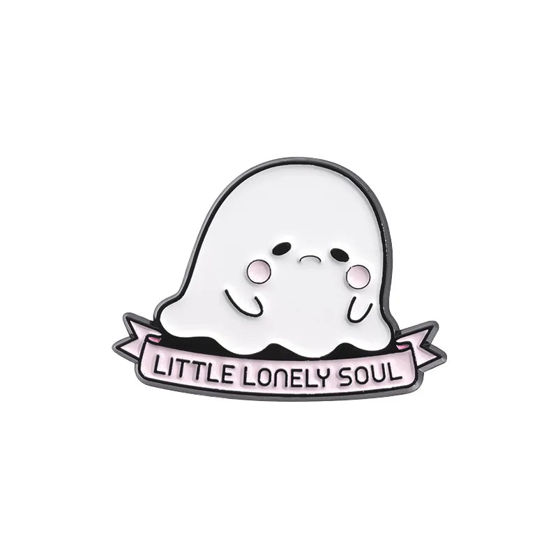 Halloween Enamel Pins Set - Cute Ghost, Black Cat, and Pumpkin Brooches for Kids