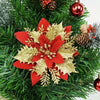 Glitter Christmas Flower Ornaments with Clips (Set of 5)