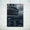 A black and white photograph of a ship is displayed on a canvas art poster titled Views by Drake.