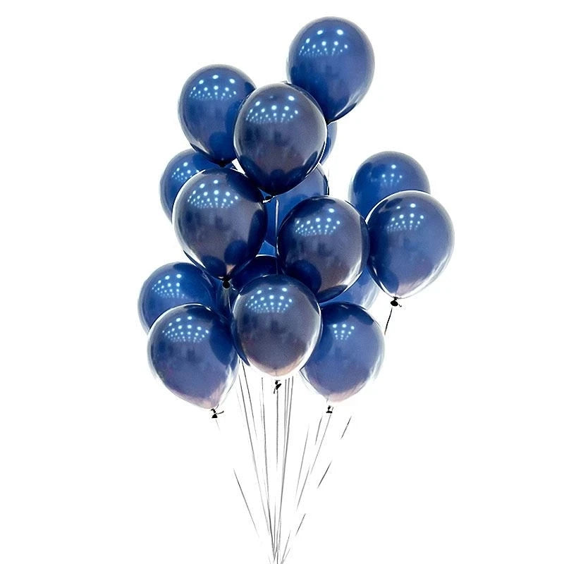 A bunch of luminous blue latex balloons tied together for party decorations