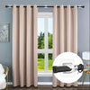 Light beige self-adhesive curtain rod holders installed on a window with sheer curtains.