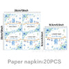 Paper napkins featuring illustrations of baby bottles and a sweet baby theme for a baby shower