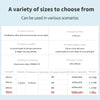 Comparison table showing various sizes of a light product with dimensions, battery capacity, and power consumption.