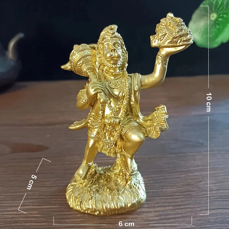 Jade Green Hanuman Statue – Resin Hindu Monkey God Figurine for Home Decor