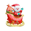 A red foil balloon set depicting a Santa Claus figure riding a sleigh with deer and elk.